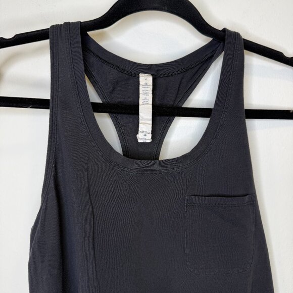 Lululemon Yogi Racerback III Tank Front Pocket Black Size 4 - Picture 5 of 16